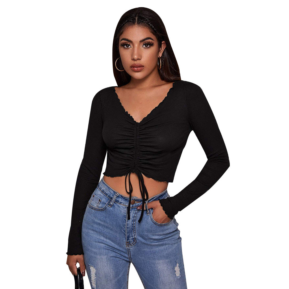 Damen Cropped mit Schnürung und Rüschendetails
