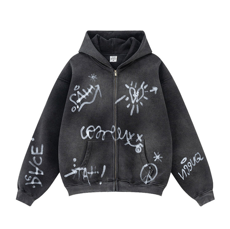 Damen Kapuzenjacke Graffiti-Print Norvielle