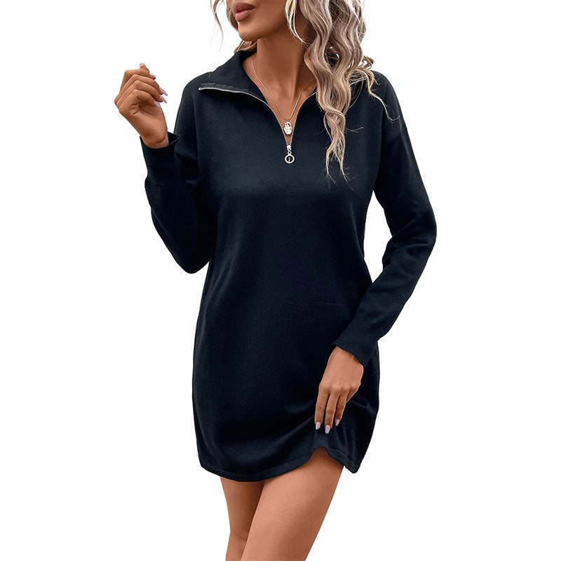 Damen Freizeitkleid Weiter Schnitt Hochkragen Norvielle