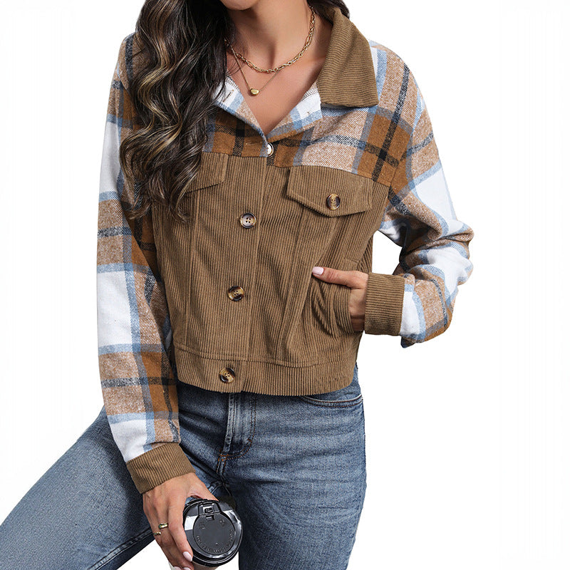 Damen Karottenjacke Kariert Cord Norvielle