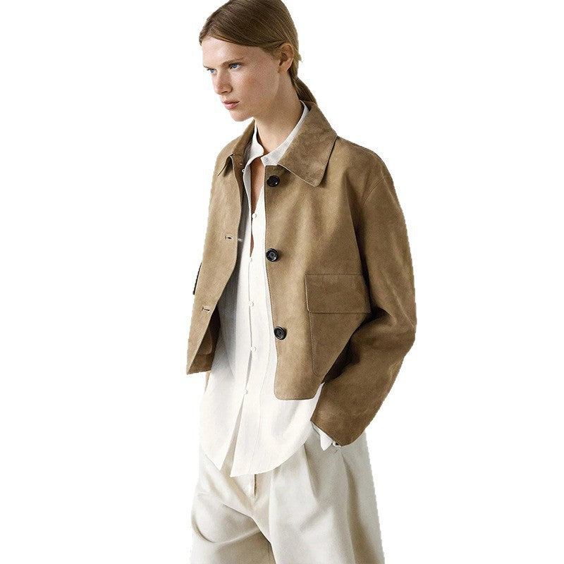 Damen Kurzjacke mit Brusttaschen und Knöpfen Norvielle