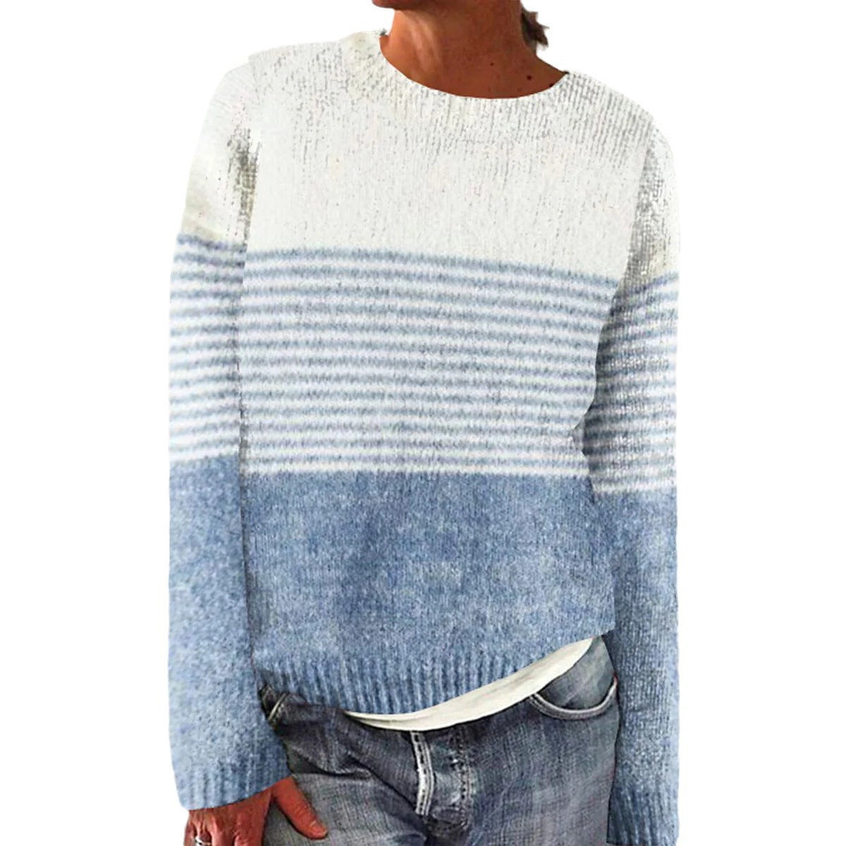 Damen Pullover Streifenmuster Weich Norvielle