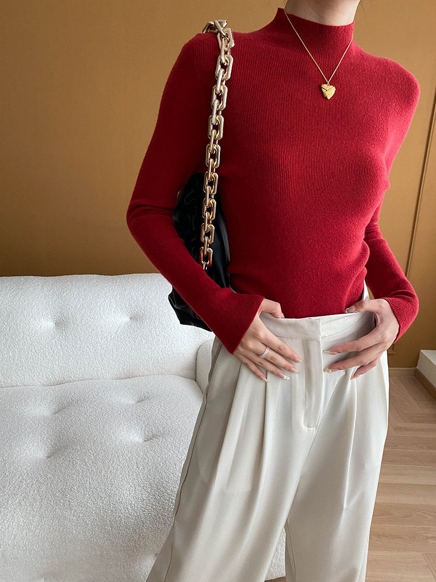 Damen Feinstrickpullover Hochkragen Elegante Passform