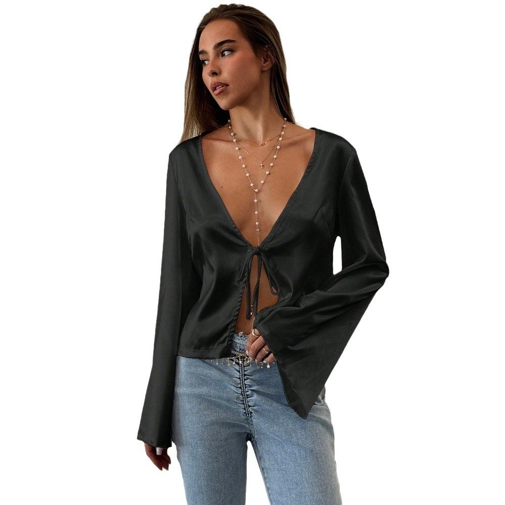 Damen Bluse V-Ausschnitt Lässig Norvielle