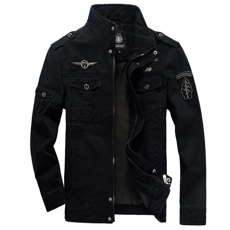Herren Militaryjacke Stehkragen Taschen