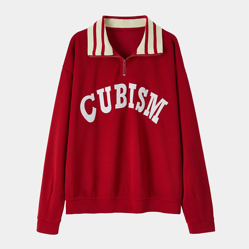 Damen Sportpullover Kontrastkragen Norvielle