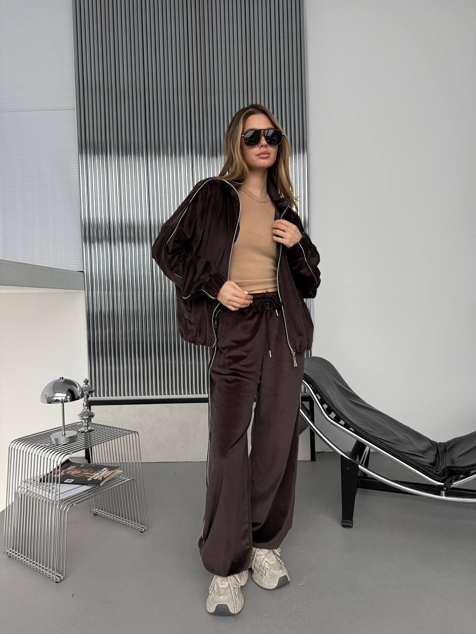 Damen Sportanzug-Set Samt Lässiger Schnitt