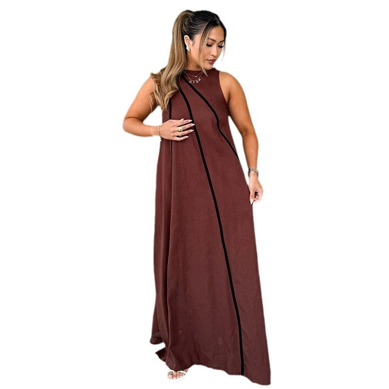 Damen Maxikleid Asymmetrisch Elegante Schnürung