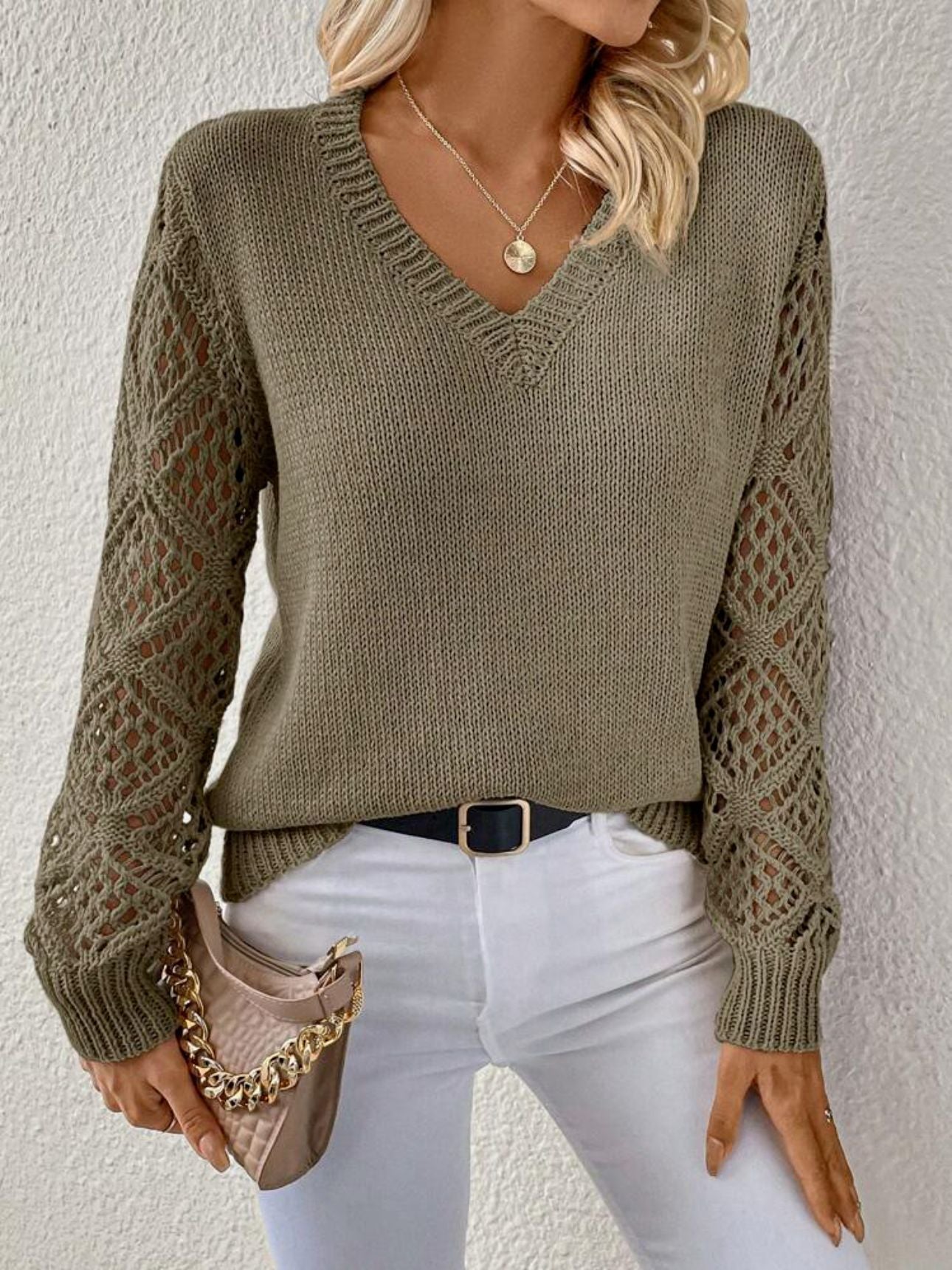 Damen Soft V-Ausschnitt Pullover