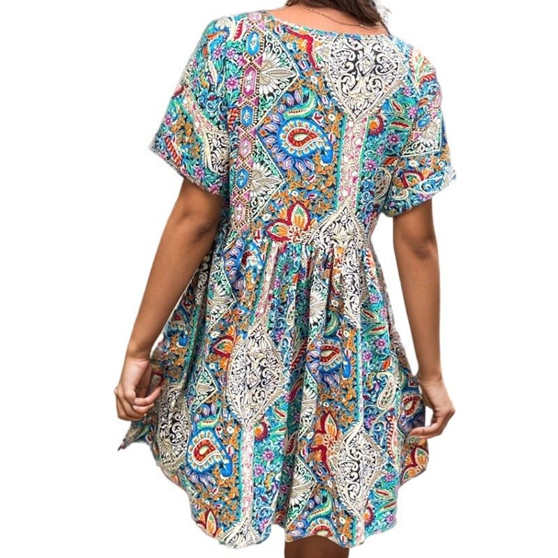 Damen Sommerkleid Floralmuster Leichter Schnitt Norvielle