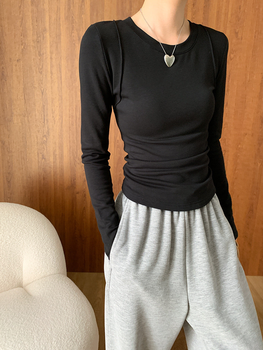 Damen Langarmshirt Weiches Material Figurbetont Norvielle