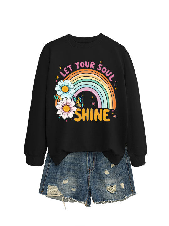 Damen Sweatshirt Bunt Floralmuster Baumwolle