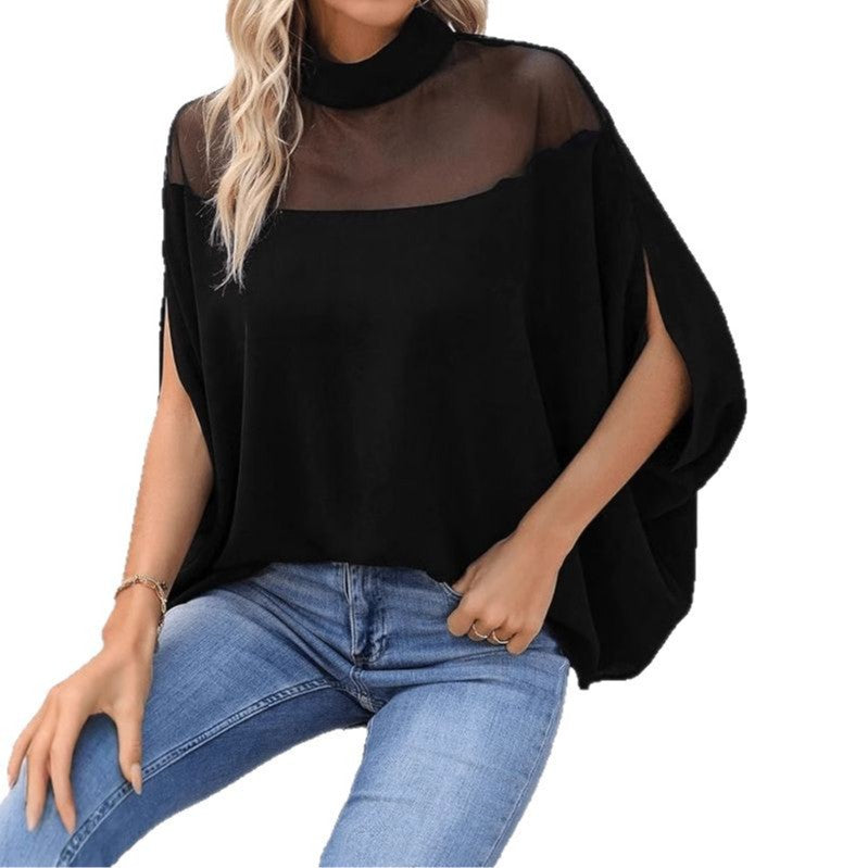 Damen Kurzarm- mit transparenten Einsätzen