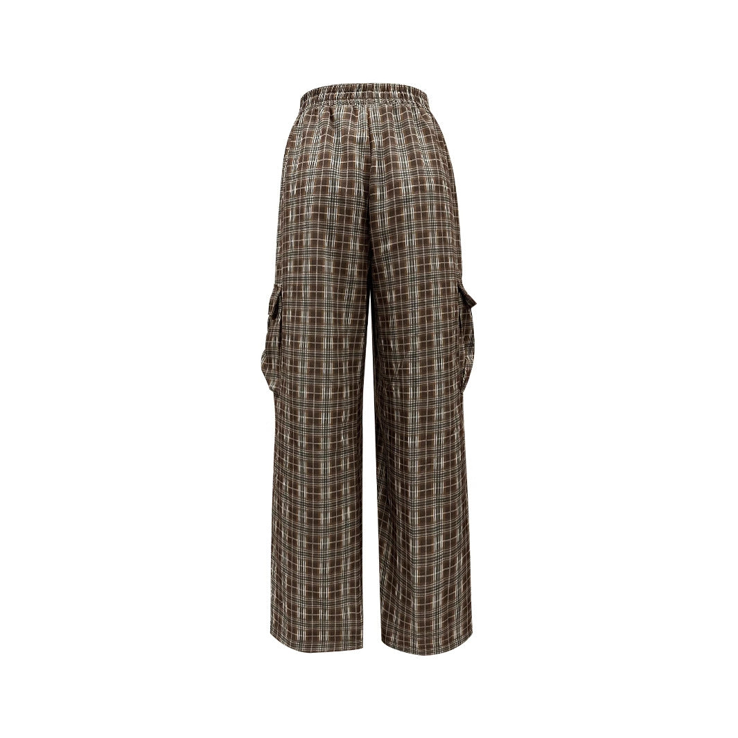 Damen Cargo-Hosen Weites Bein Karomuster