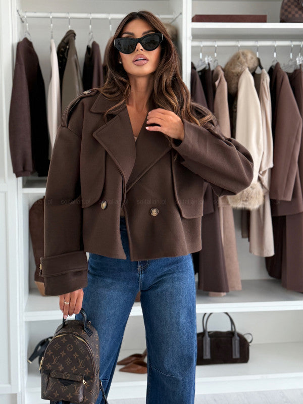 Damen Oversized Wolljacke Breiter Revers Norvielle