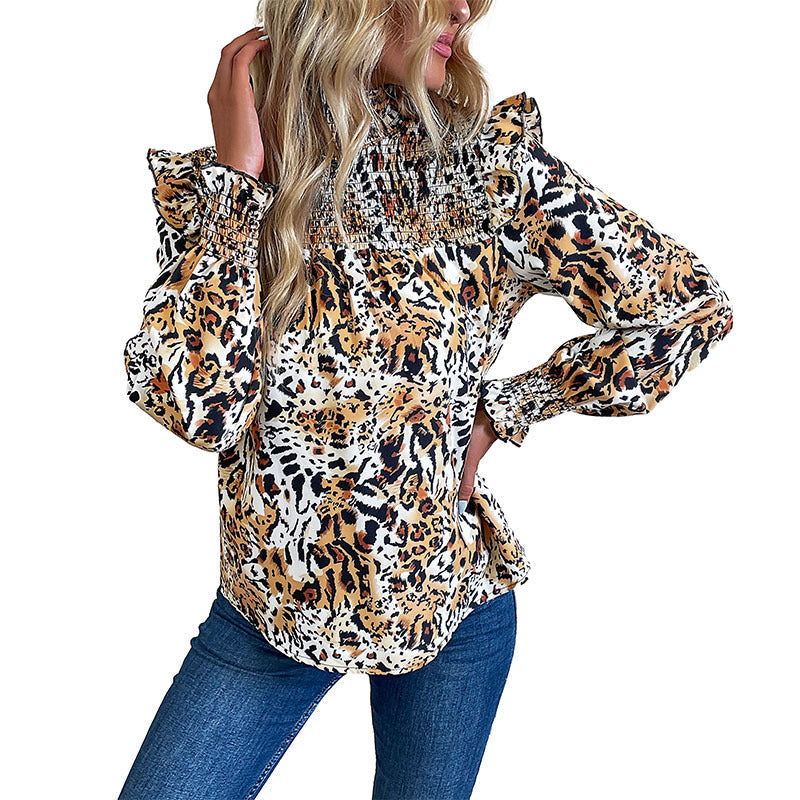 Damen Bluse Puffärmel Elastisch Weiß