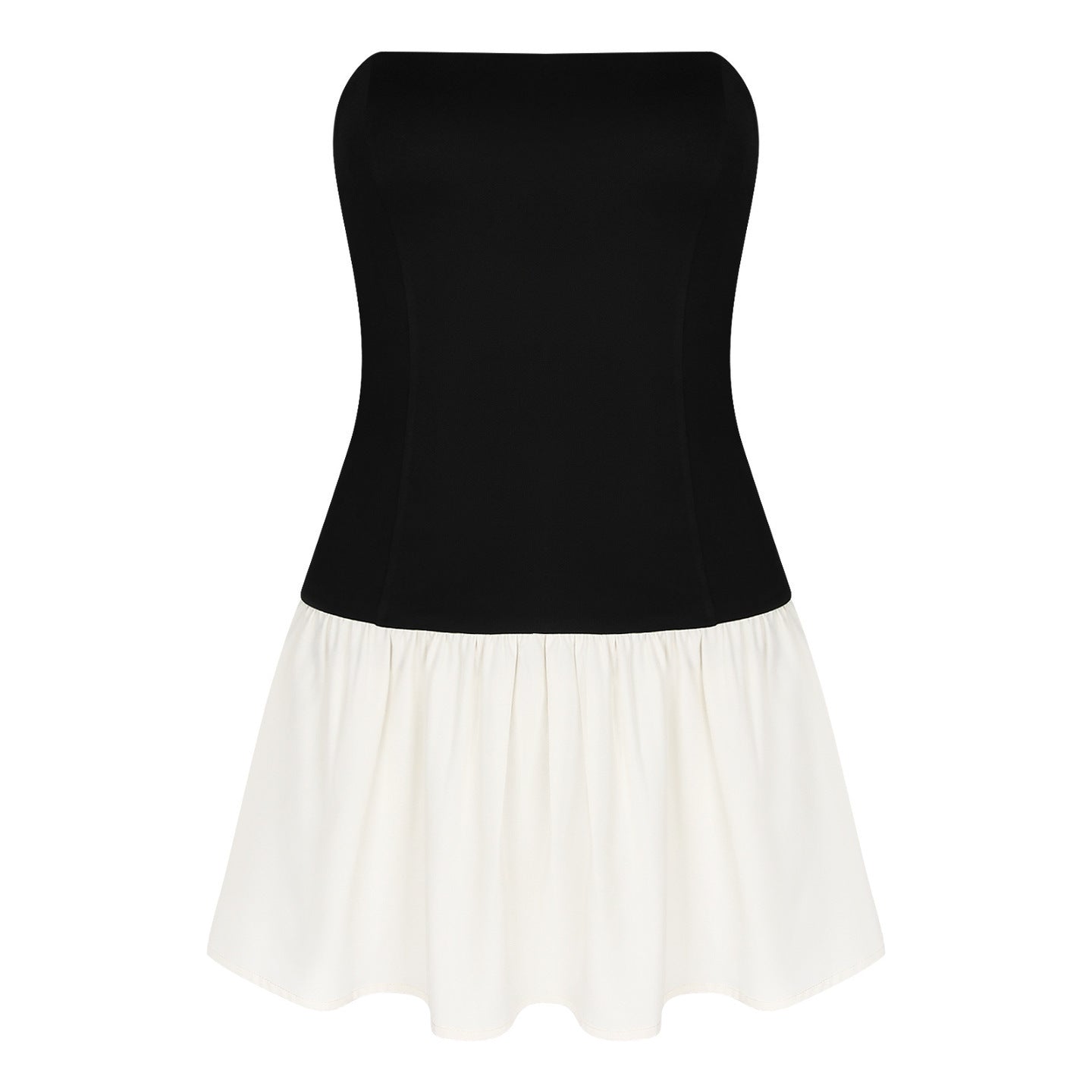 Damen Bandeau-Kleid Rüschensaum Norvielle