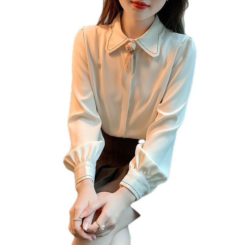 Damen Bluse Elegante Schleife Klassischer Kragen Norvielle