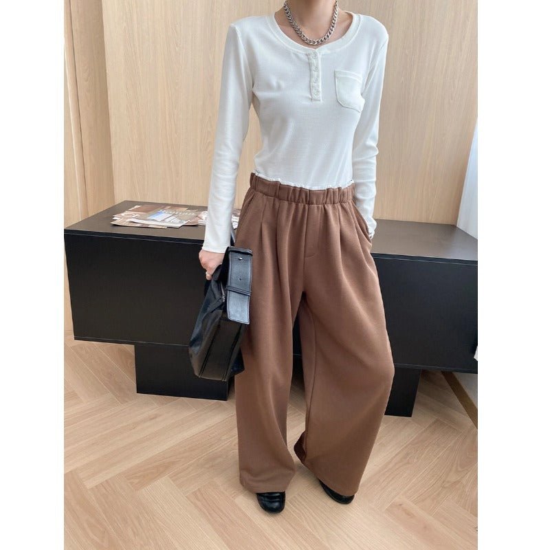 Damen Hochbundhose Elastisch Breiter Schnitt Norvielle