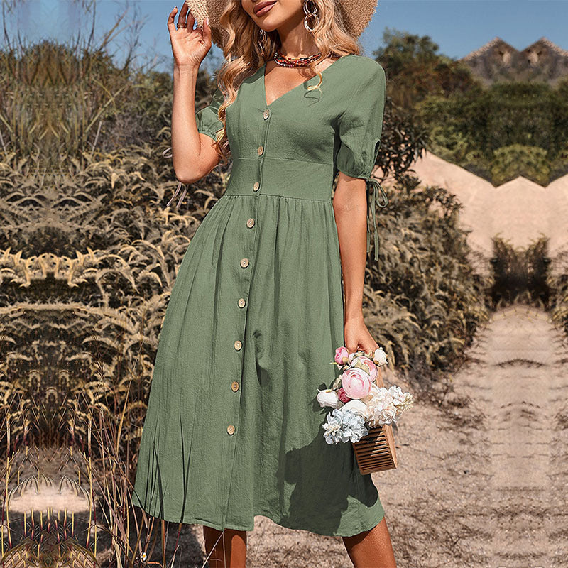 Damen Midi-Kleid Raffinierte Knopfdetails Norvielle
