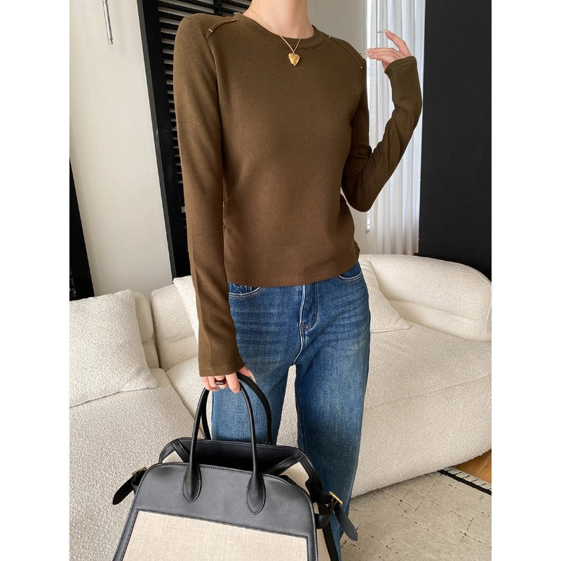 Damen Langarmshirt Rundhalsausschnitt Daumenlöcher Norvielle