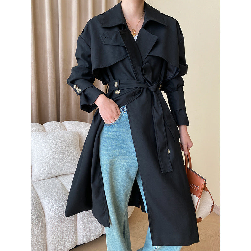 Damen Trenchcoat Klassischer Schnitt Gürtel Norvielle