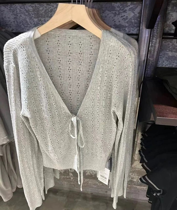 Damen Strickcardigan Verstellbare Schnürung Elegantes Design