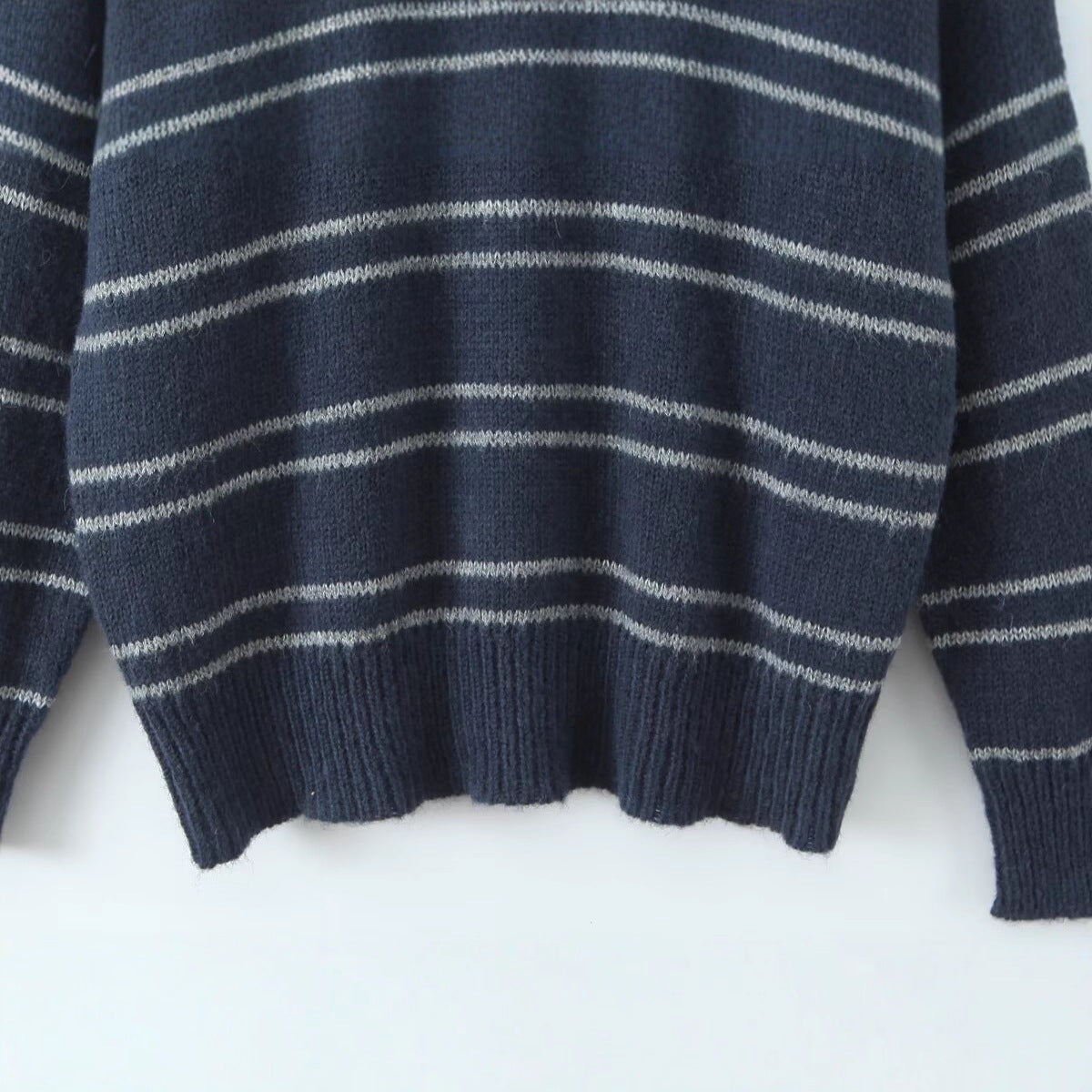 Damen Pullover Kontrastkragen Modern Streifen