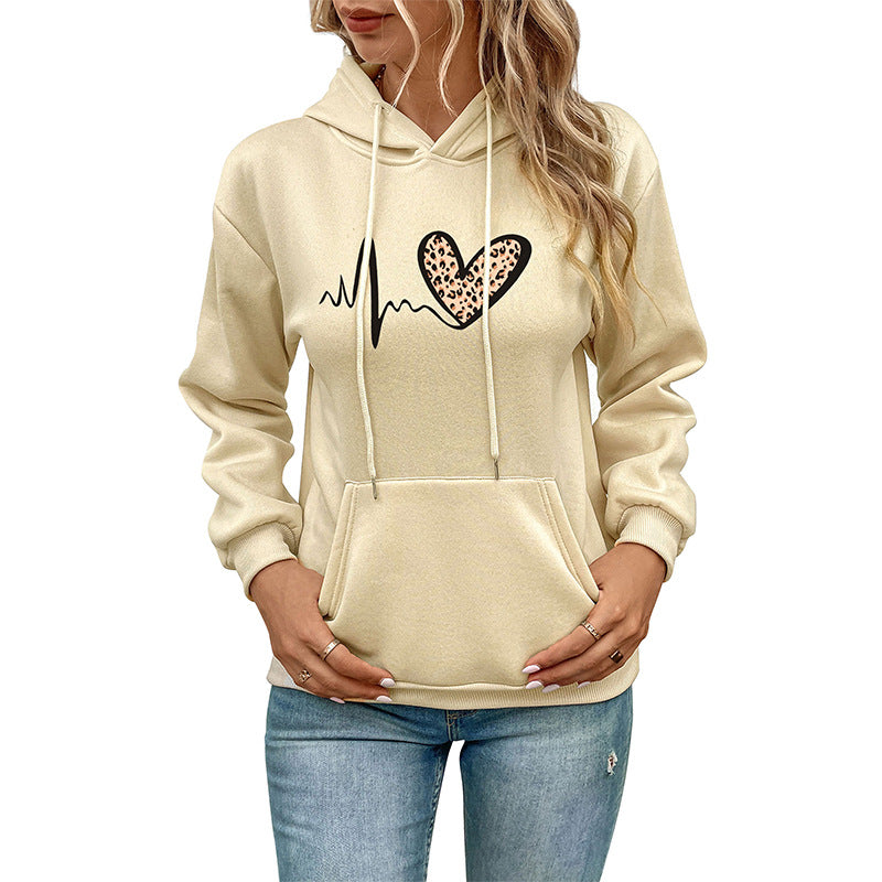Damen Kapuzenpullover Tierdesign Kängurutaschen