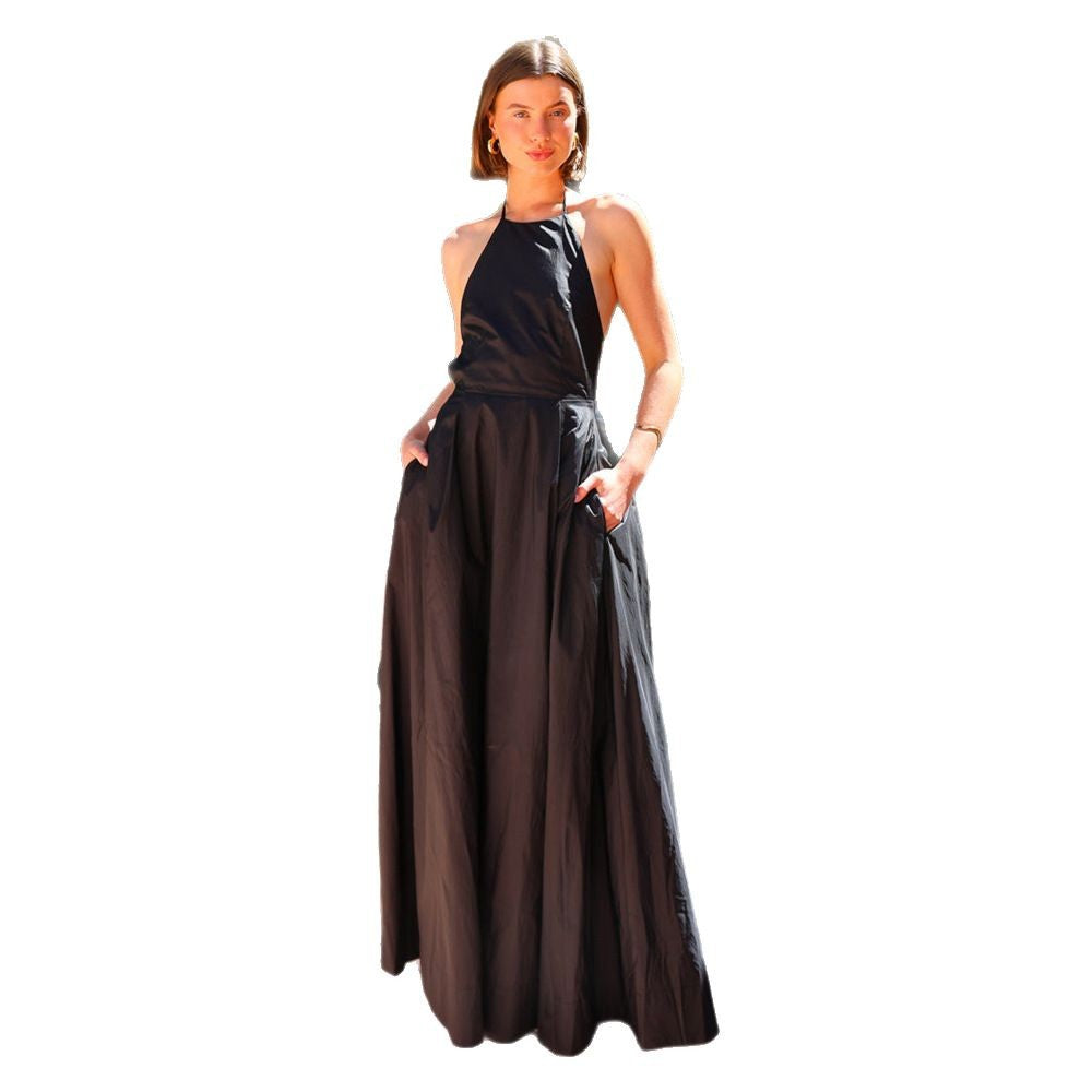 Damen Abendkleid Lang tiefes Rückendekolleté Fließender Rock Norvielle