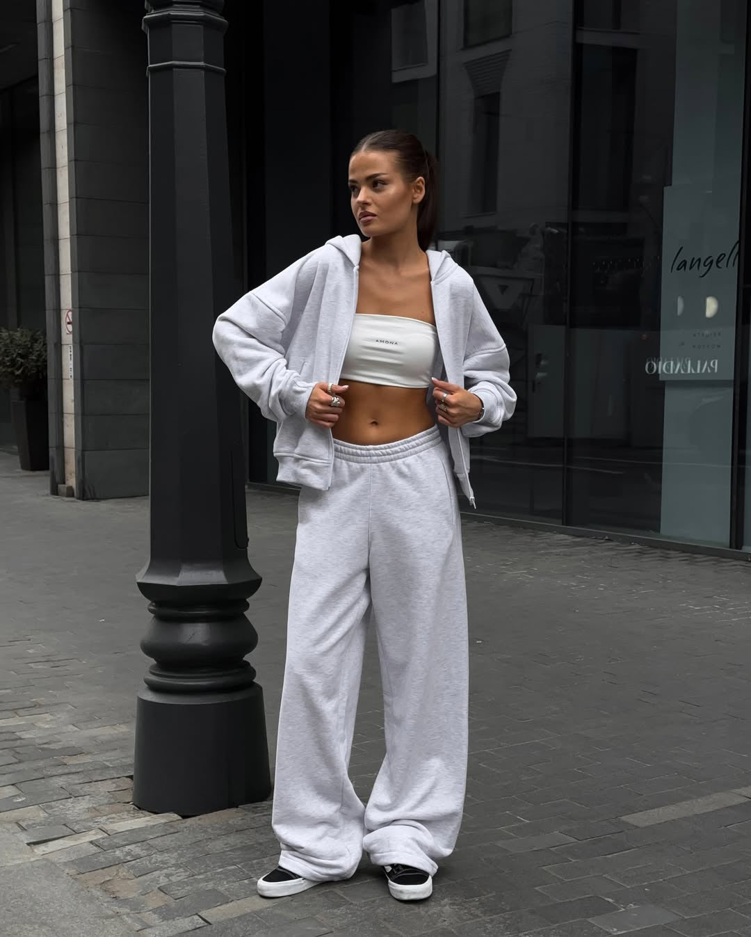 Damen Oversized Kapuzenjacke Jogginghose Set Norvielle
