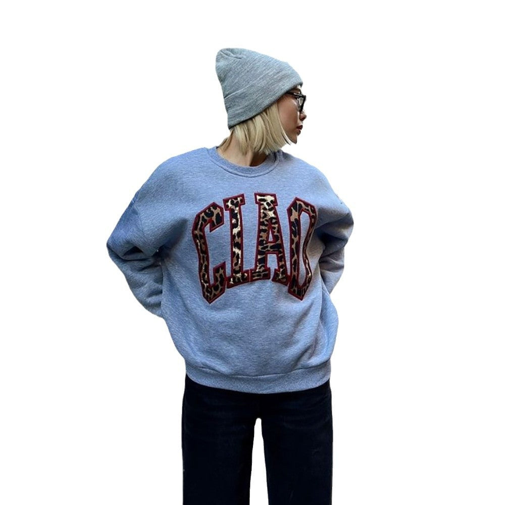 Damen Sweatshirt Auffälliges Logo Norvielle Grau