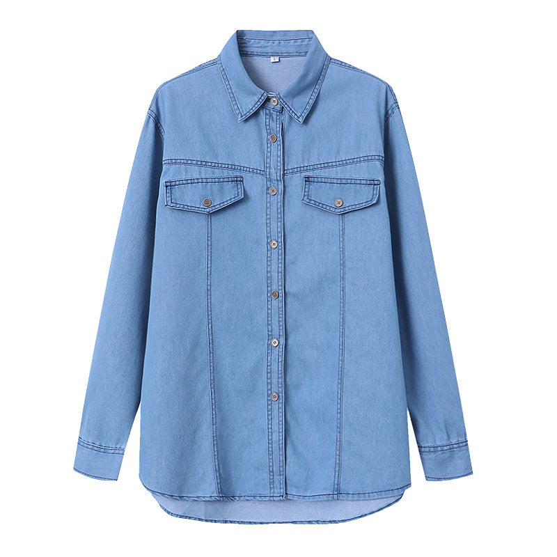Damen Denim-Hemdjacke mit Taschen