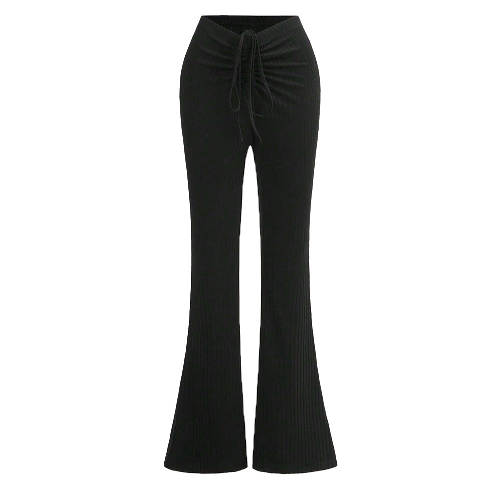 Damen Ripp-Hose Hochwerder mit Kordelzug
