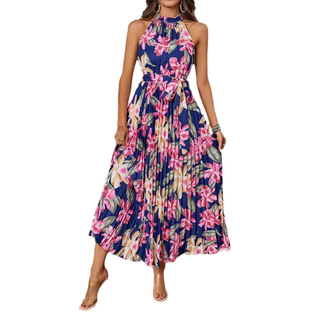 Damen Maxikleid Florales Design Gerafftes Oberteil Norvielle