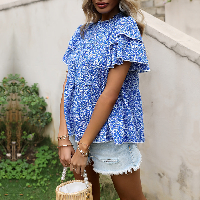 Damen Bluse Rüschendetails Floralmuster