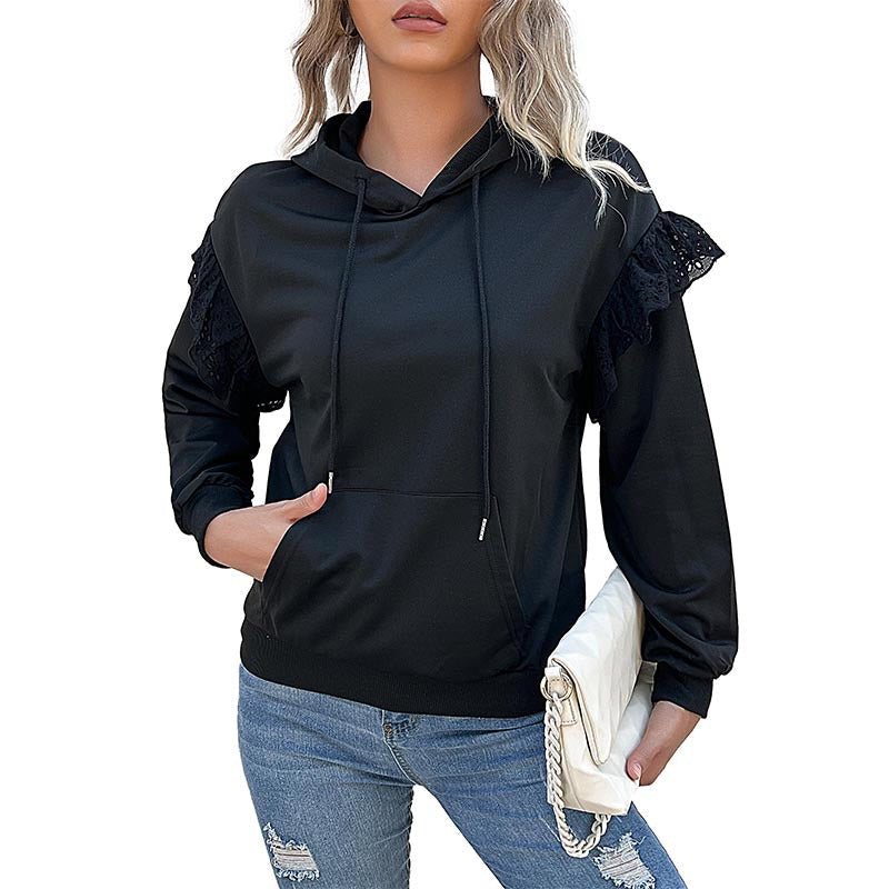 Damen Kapuzenpullover Rüschendetails Elegant Norvielle