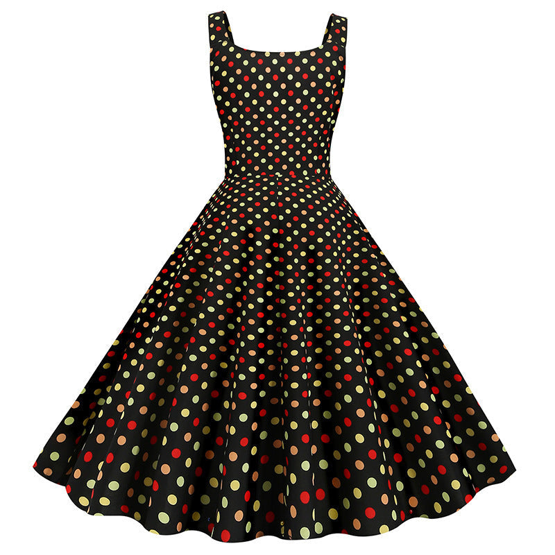 Damen Swing-Kleid mit Polka-Dots-Design