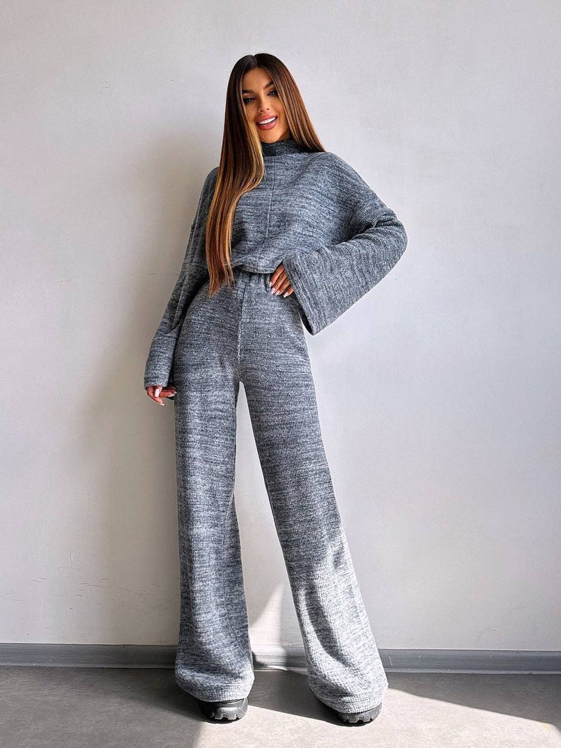 Damen Loungewear-Set Weites Rippdesign Bequem