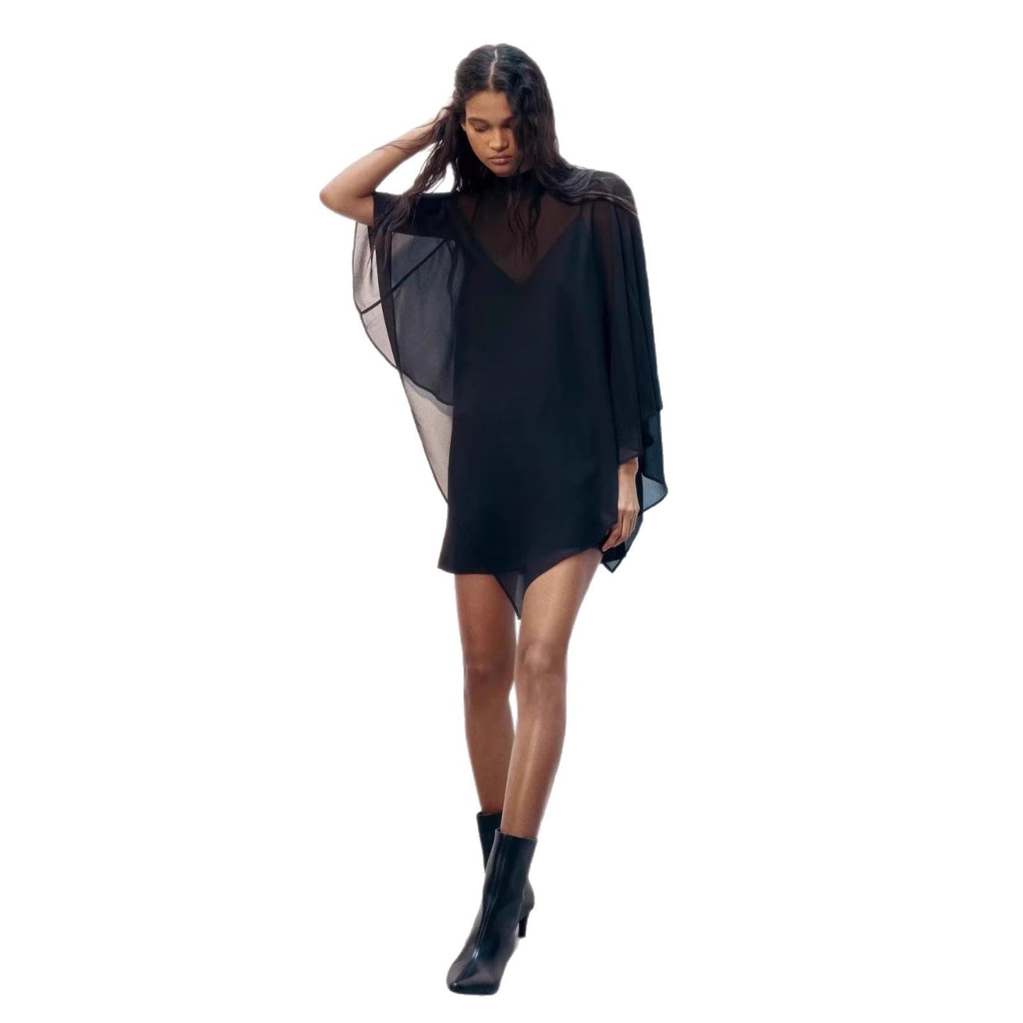 Damen Chiffon-Tunika Asymmetrisch Fließend Norvielle