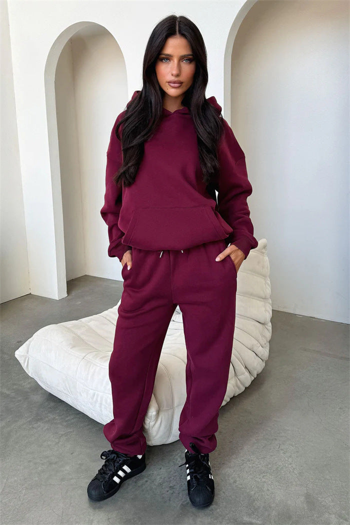 Damen Sportliches Loungewear-Set mit Kapuze und elastischem Bund
