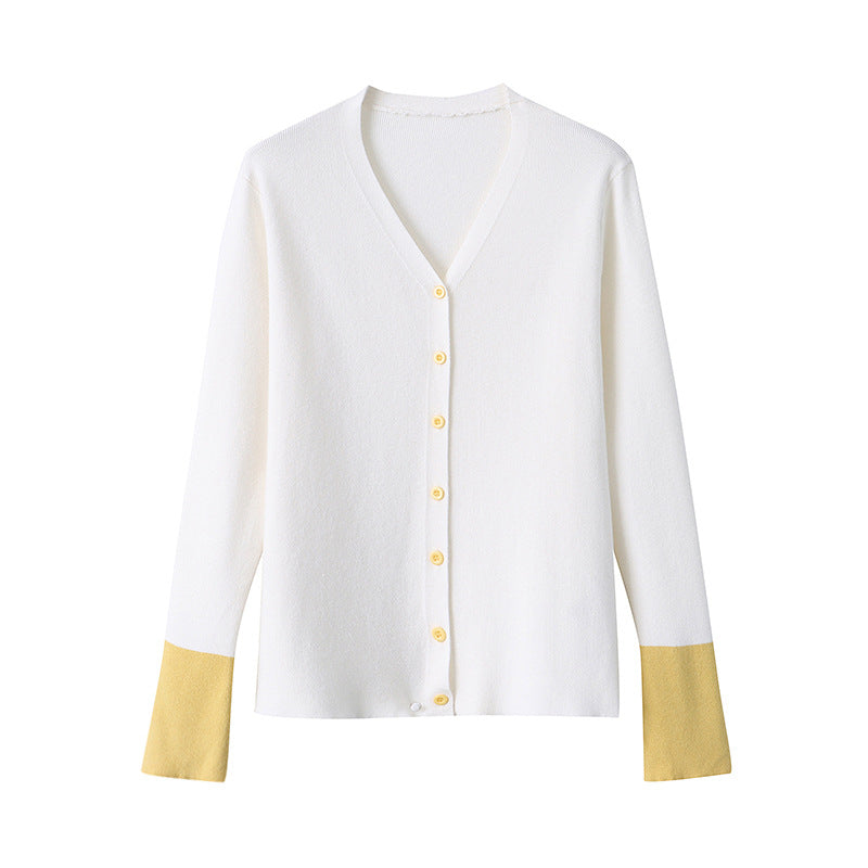 Damen Strickjacke mit abgesetzten Ärmeln und Knöpfen Norvielle