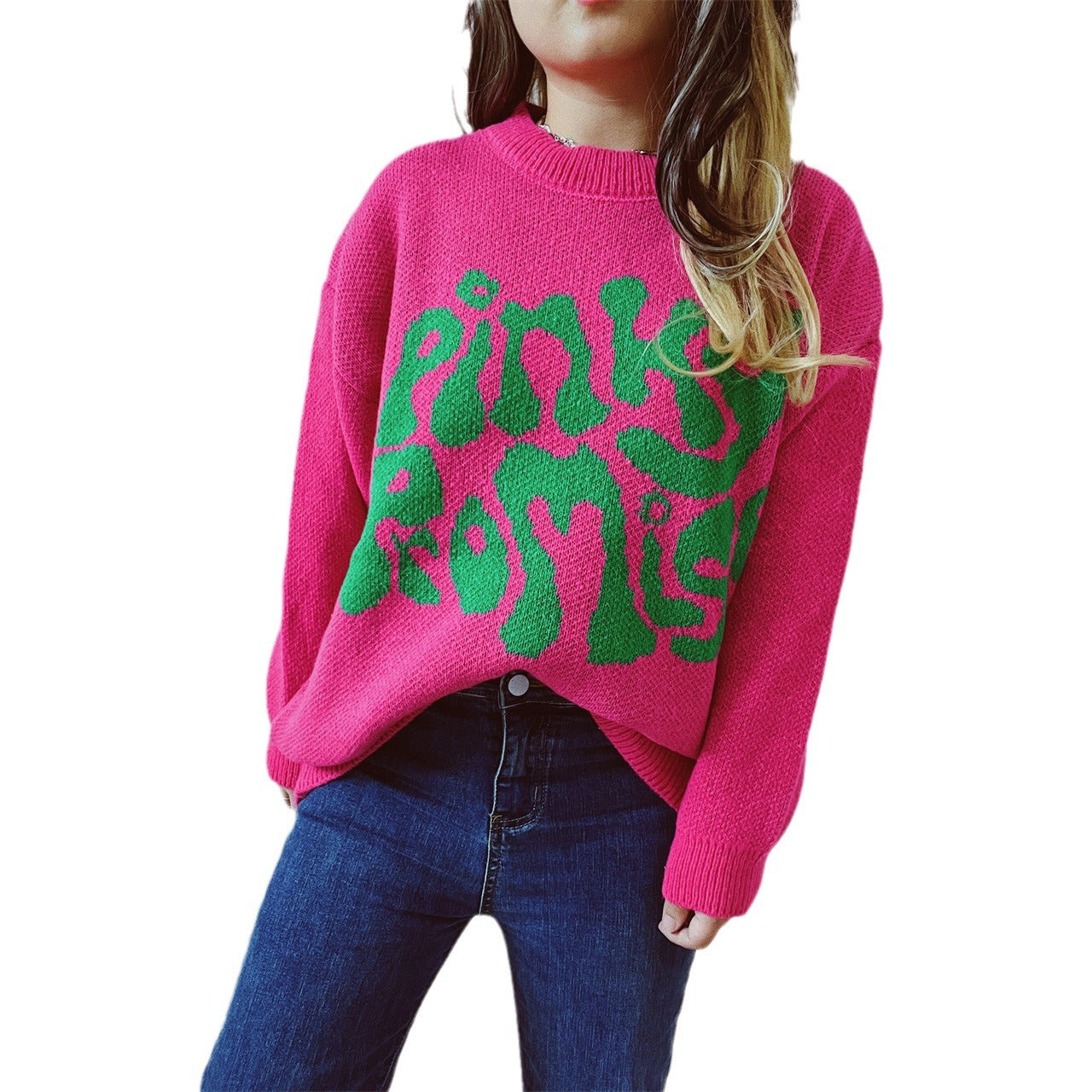 Damen Pullover Lässig Textdesign Norvielle