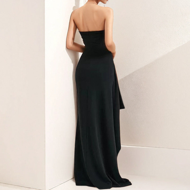 Damen Abendkleid Trägerlos Hohem Schlitz Norvielle