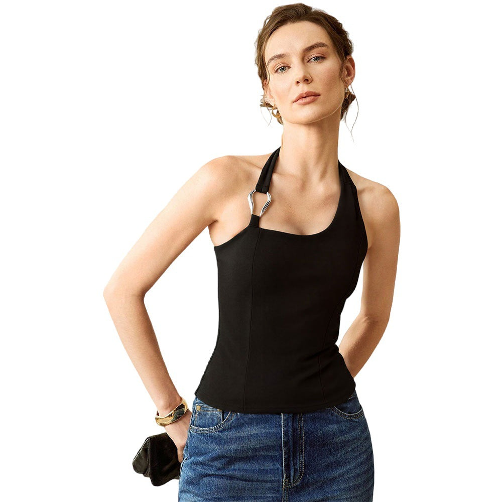 Damen Schulterfrei Metallakzent Elegantes Design