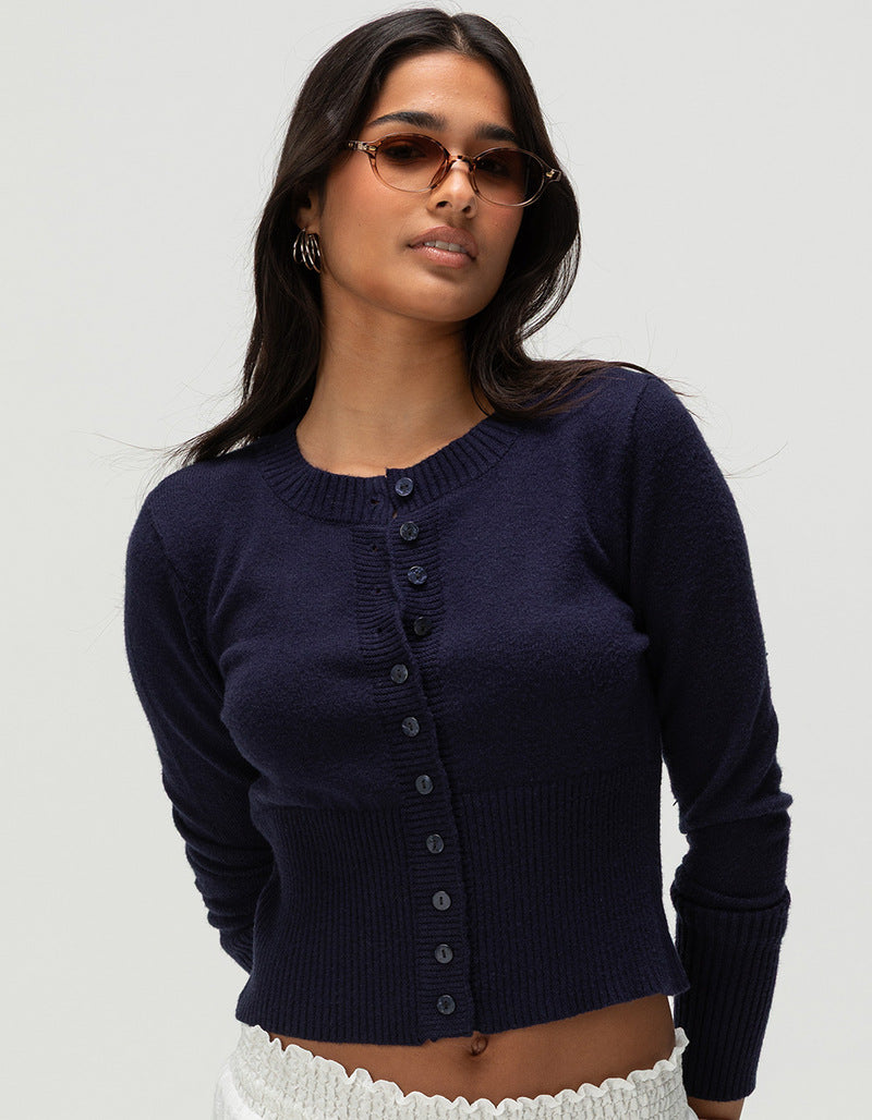 Damen Strickjacke Kontrastknöpfe Norvielle