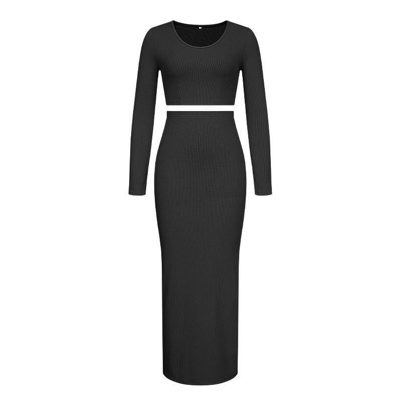 Damen Langarm-Kleid Anpassbarer Taillengürtel Norvielle