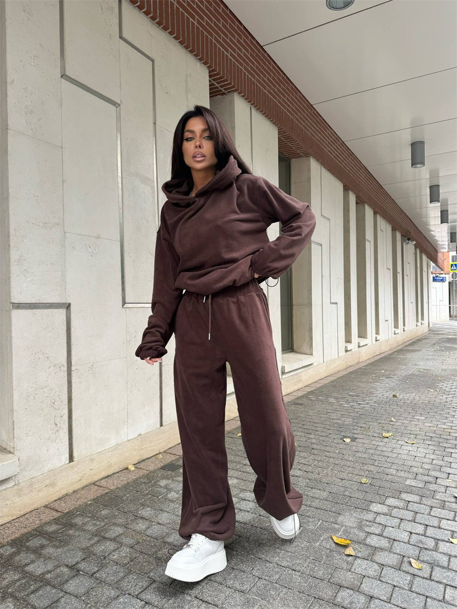 Damen Fleece-Loungewear-Set mit Taschen und lässigem Schnitt Norvielle