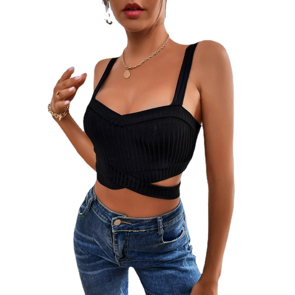 Damen Crop- Figurbetont Rippdesign
