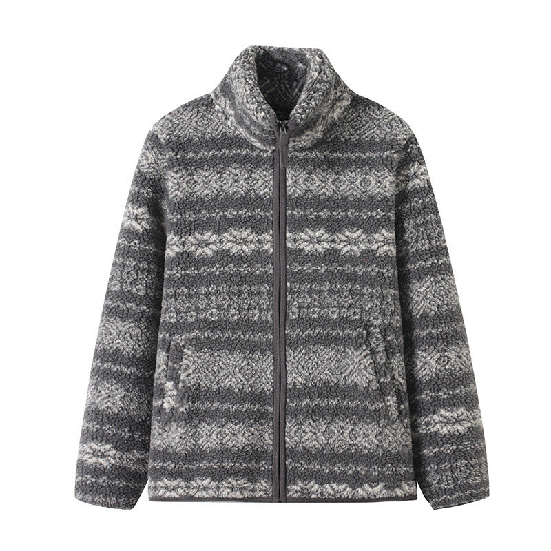 Damen Fleecejacke Hochkragen Modisches Muster Norvielle